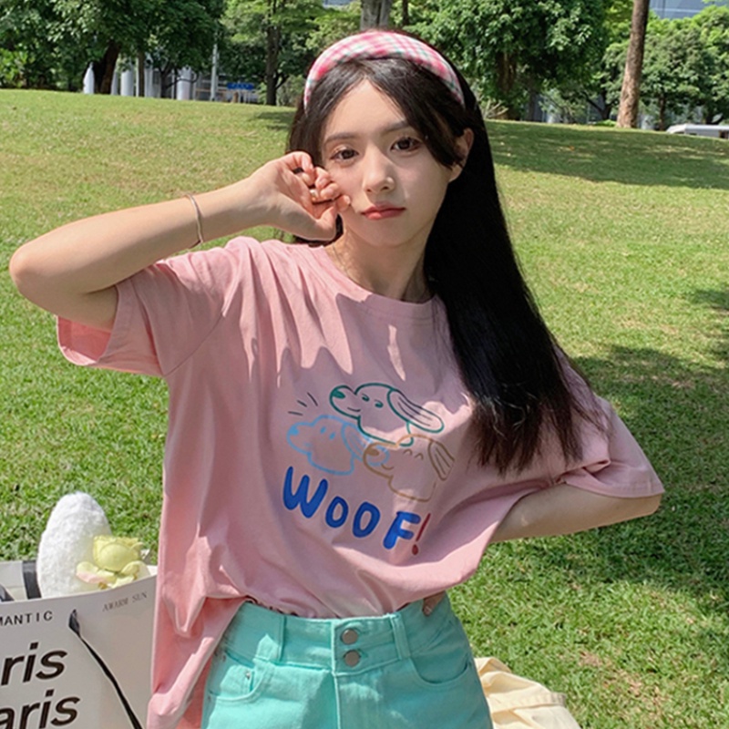 NRVP Áo Thun Nữ Ngắn Tay In Chữ Phong Cách Hàn Quốc