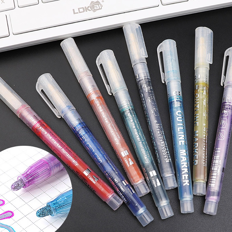Set 8 / 12 Bút Đánh Dấu Hai Đầu Màu Sắc Huỳnh Quang Đặc Biệt