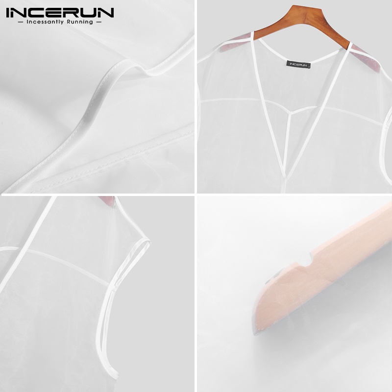 Áo ba lỗ Incerun kiểu lưới nhìn thấu quyến rũ cho nam