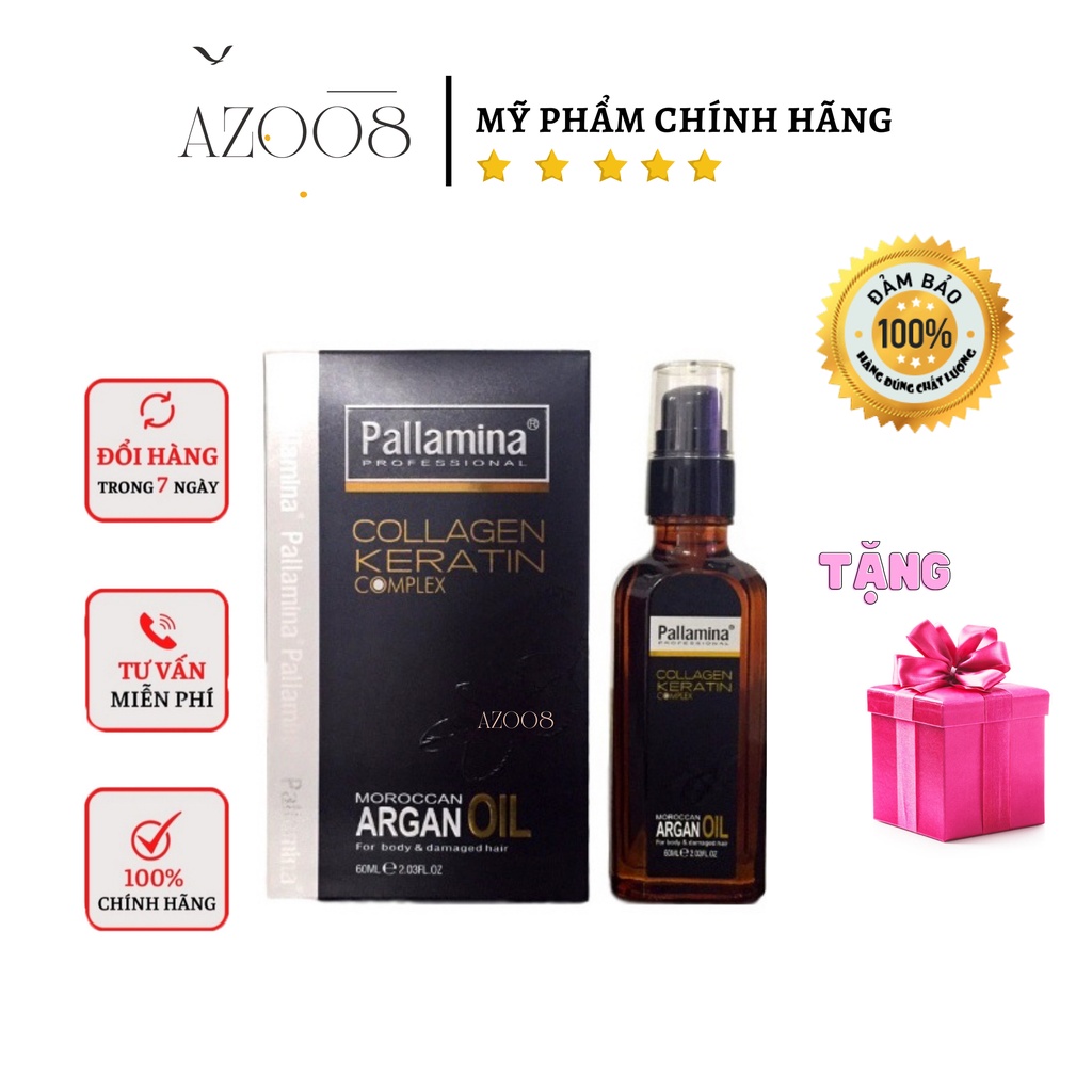 tinh dầu dưỡng tóc uốn, dưỡng tóc khô xơ, tóc nhuộm, giúp giữ nếp, tạo nếp, phục hồi hư tổn pallamina Italy 60ml AZ008