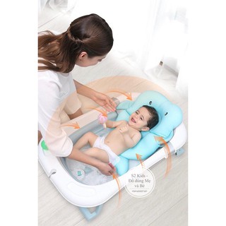 [SIZE TO - BÁO NHIỆT CẢM ỨNG]Chậu tắm báo nhiệt gấp gọn kèm phao tắm
