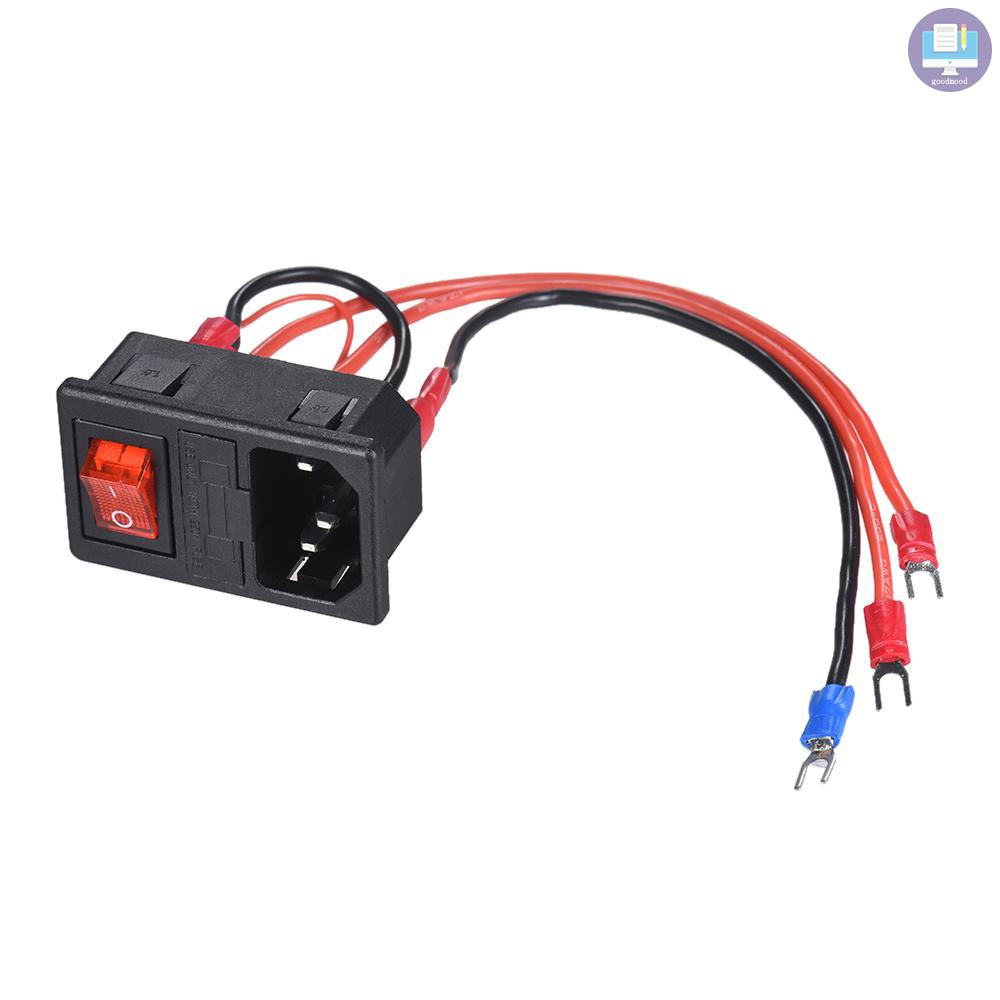 G&M 220V/110V 15A Power Supply Switch Male Socket with Fuse for 3D Printer DIY