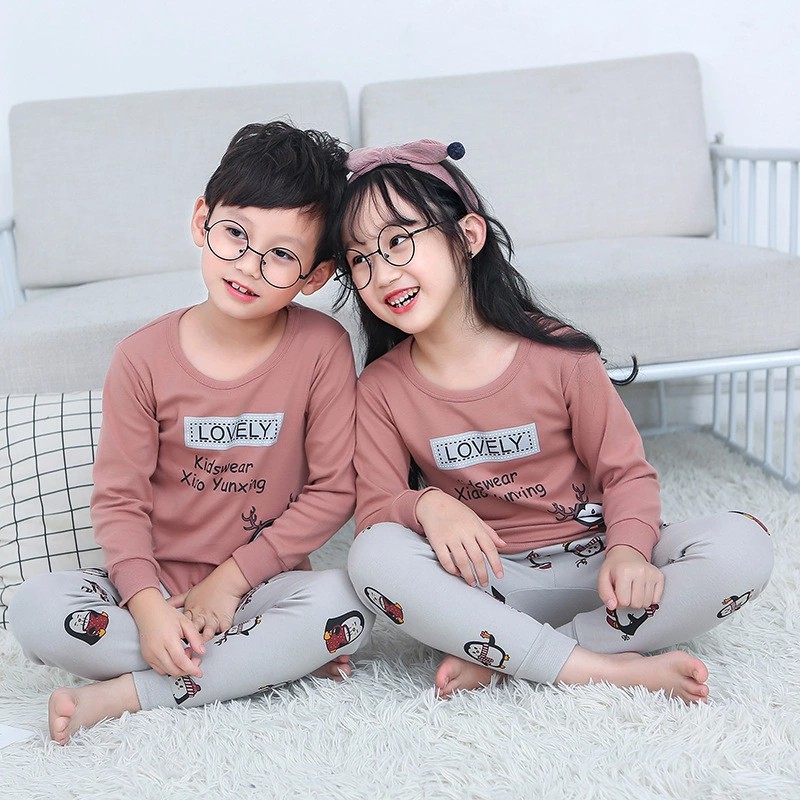 Set đồ ngủ dài in hình gấu dễ thương cho bé