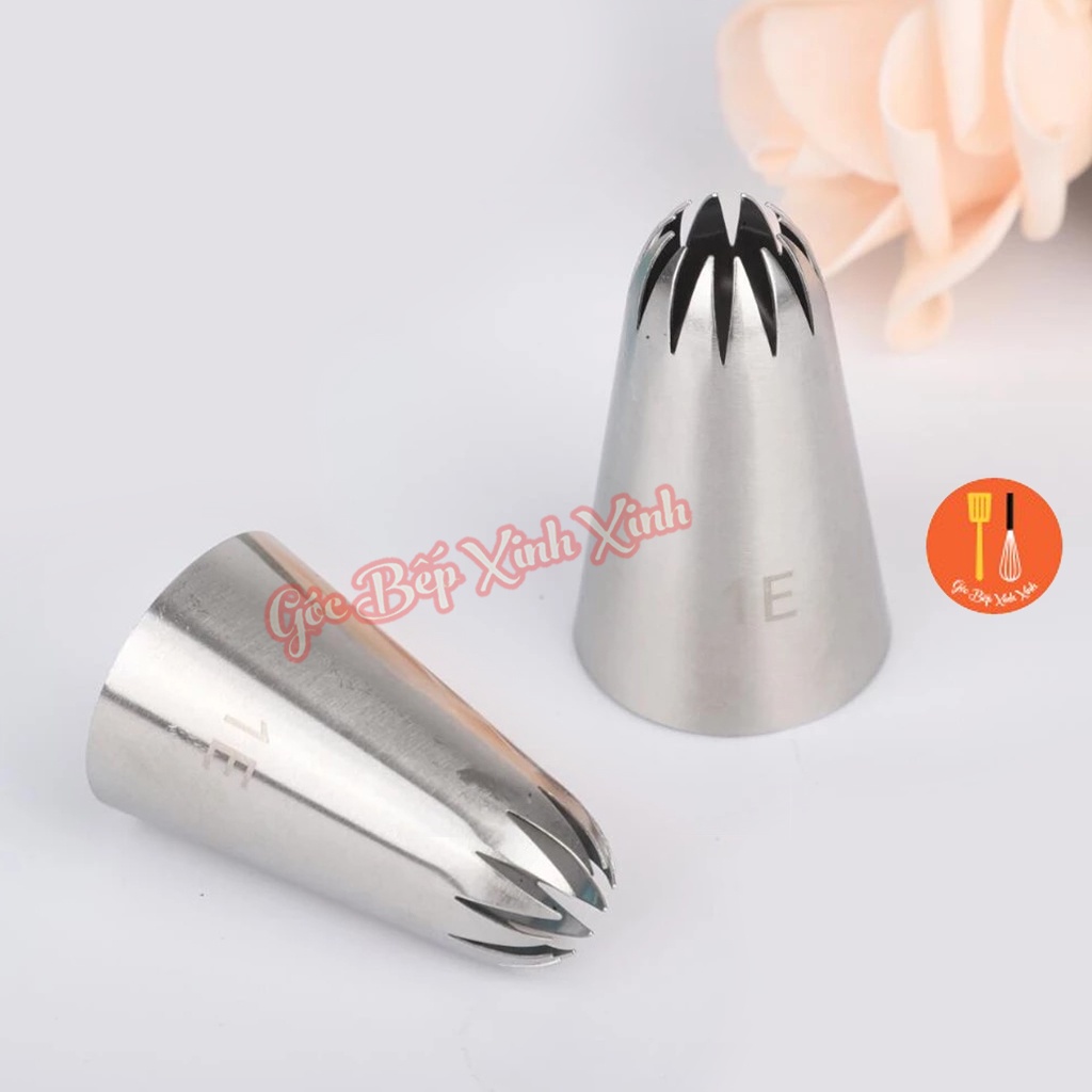 Đuôi bắt kem / đui bắt kem đúc inox cao cấp 1E (12 cánh), làm bánh quy cookie, trang trí cupcake, bánh kem, làm topping