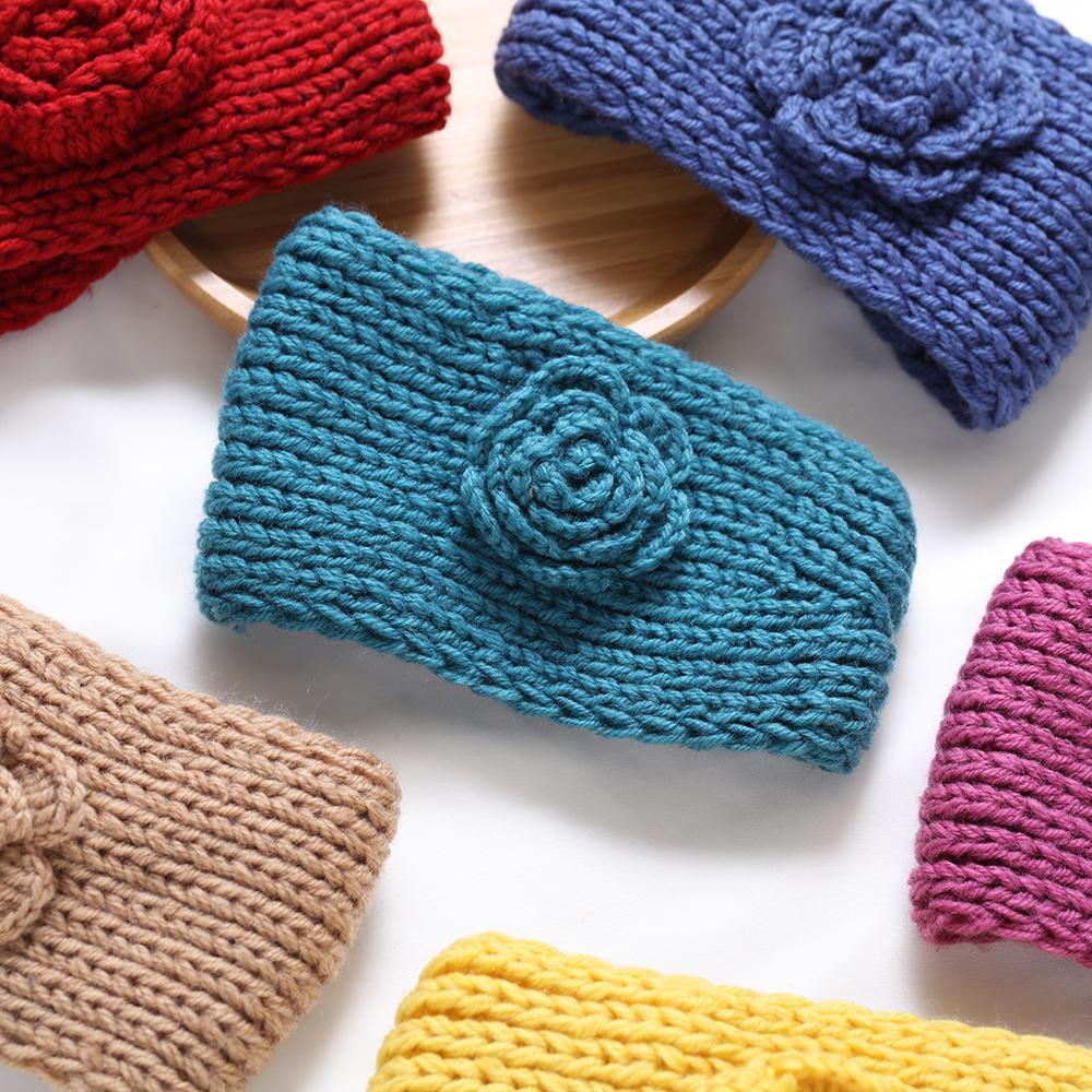 Băng Đô Cài Tóc Bản Rộng Mềm Mại Đính Hoa Trà Ấm Áp Thời Trang