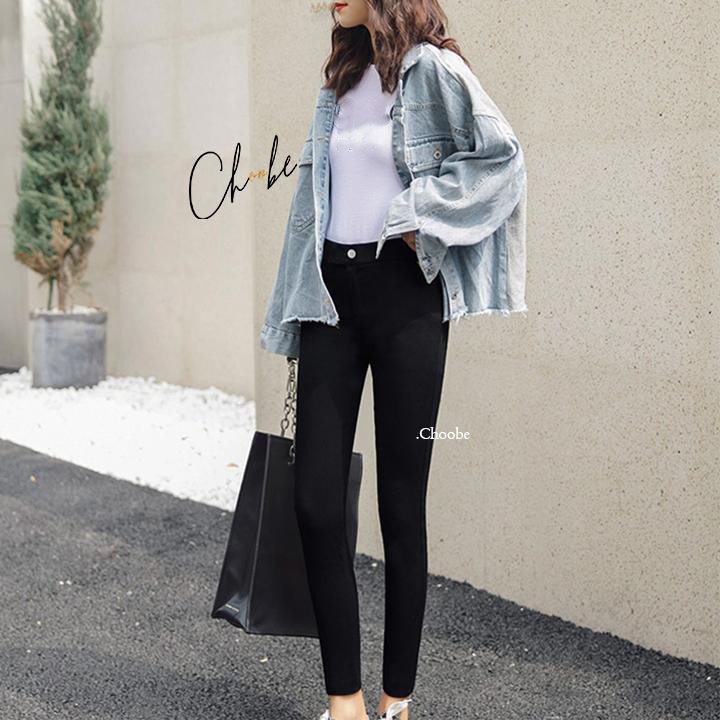 Quần tregging nữ Choobe lưng cạp cao dài dáng thun ôm bó legging skinny vải giữ nhiệt màu đen Q13 | BigBuy360 - bigbuy360.vn