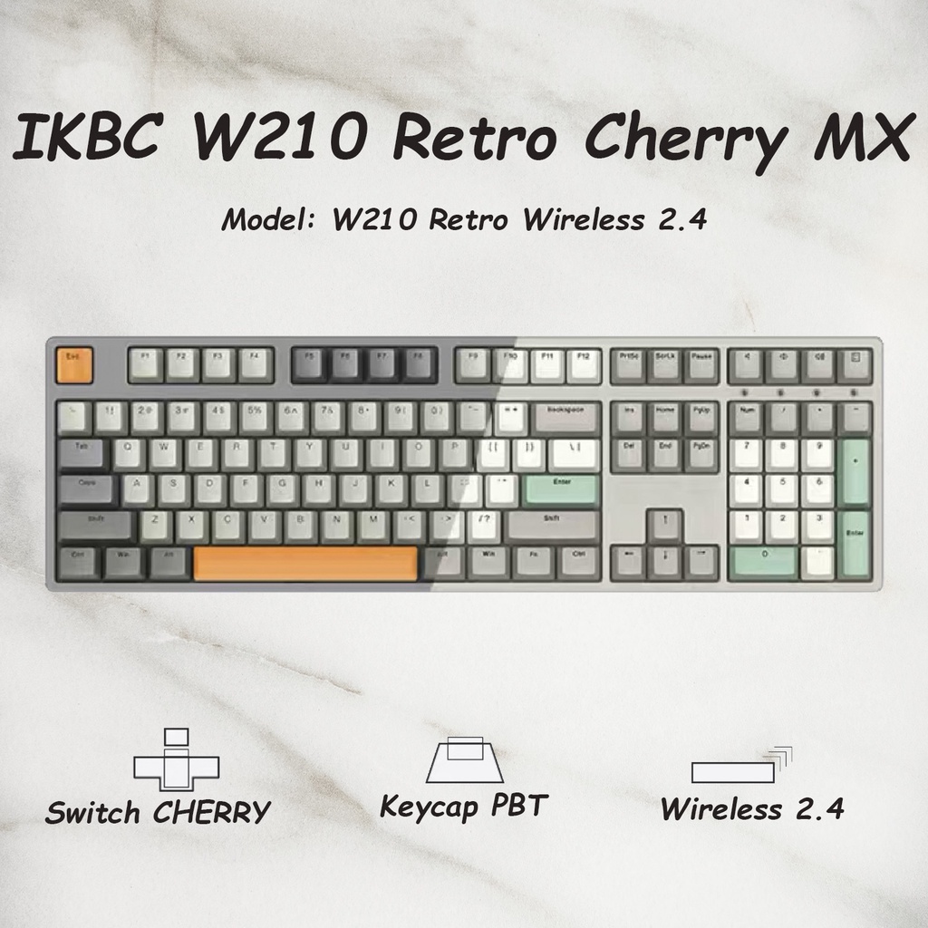 Bàn phím cơ không dây IKBC retro cherry MX W210 thumbnail