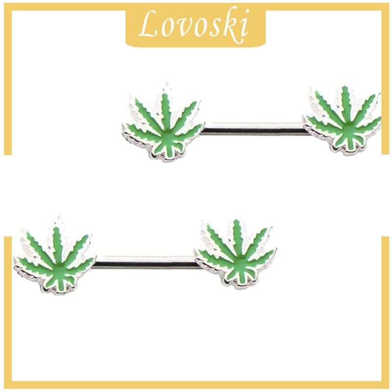 1 Cặp Khuyên Nhũ Hoa Hình Lá Phong 14 Gage