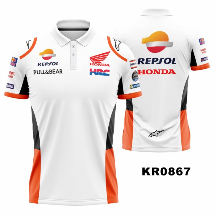 Áo Thun Ngắn Tay In Logo Honda Repsol HRC Racing Moto GP 2022 Jersey