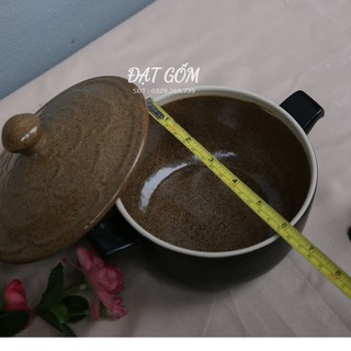 Âu cơm hộp đựng cơm men gốm - gốm sứ Bát Tràng