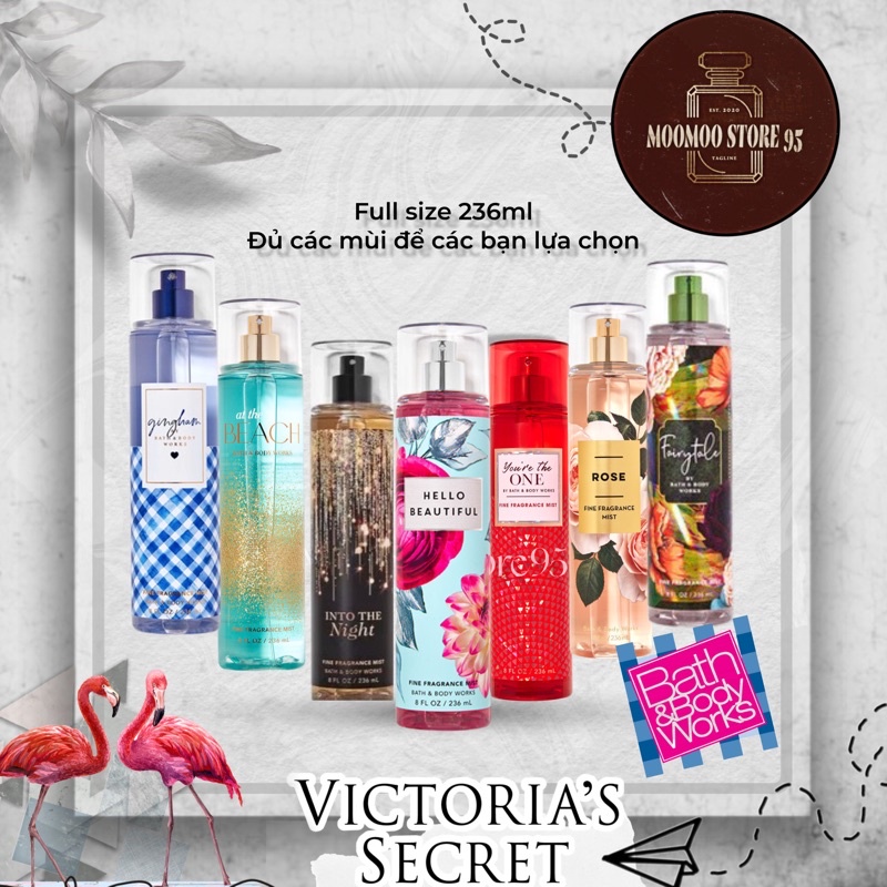 ( AUTHENTIC -FULL ) Xịt thơm toàn thân Body Mist Bath and Body Works 236ml FULL