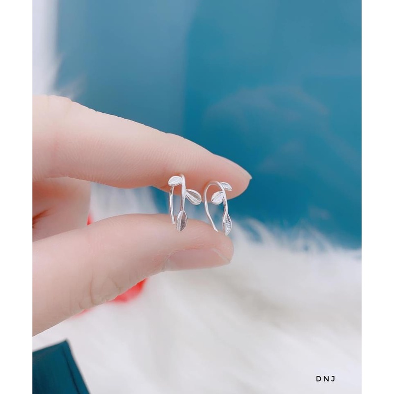 Bông tai nữ bạc ta hình lá nhỏ xinh xắn - Kho sỉ bạc Nhất Linh