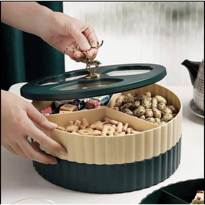 KHAY MỨT TRÒN NẮP HÌNH HƯƠU SANG CHẢNH 2 TẦNG MỚI 2020 | BigBuy360 - bigbuy360.vn