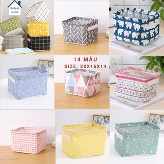 Túi hộp vải chữ nhật đựng đồ đa năng, giỏ vải đựng đồ lót, đựng mỹ phẩm size 20x16cm