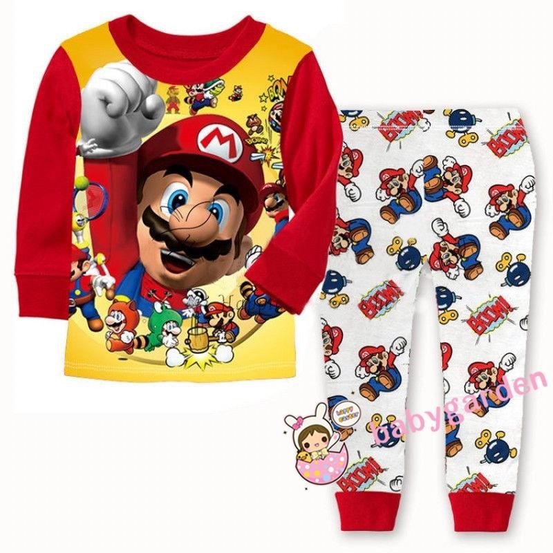 ღ♛ღNew Baby Mario Baby Toddler Kids Boys Nightwear Sleepwear Pyjamas Set Age