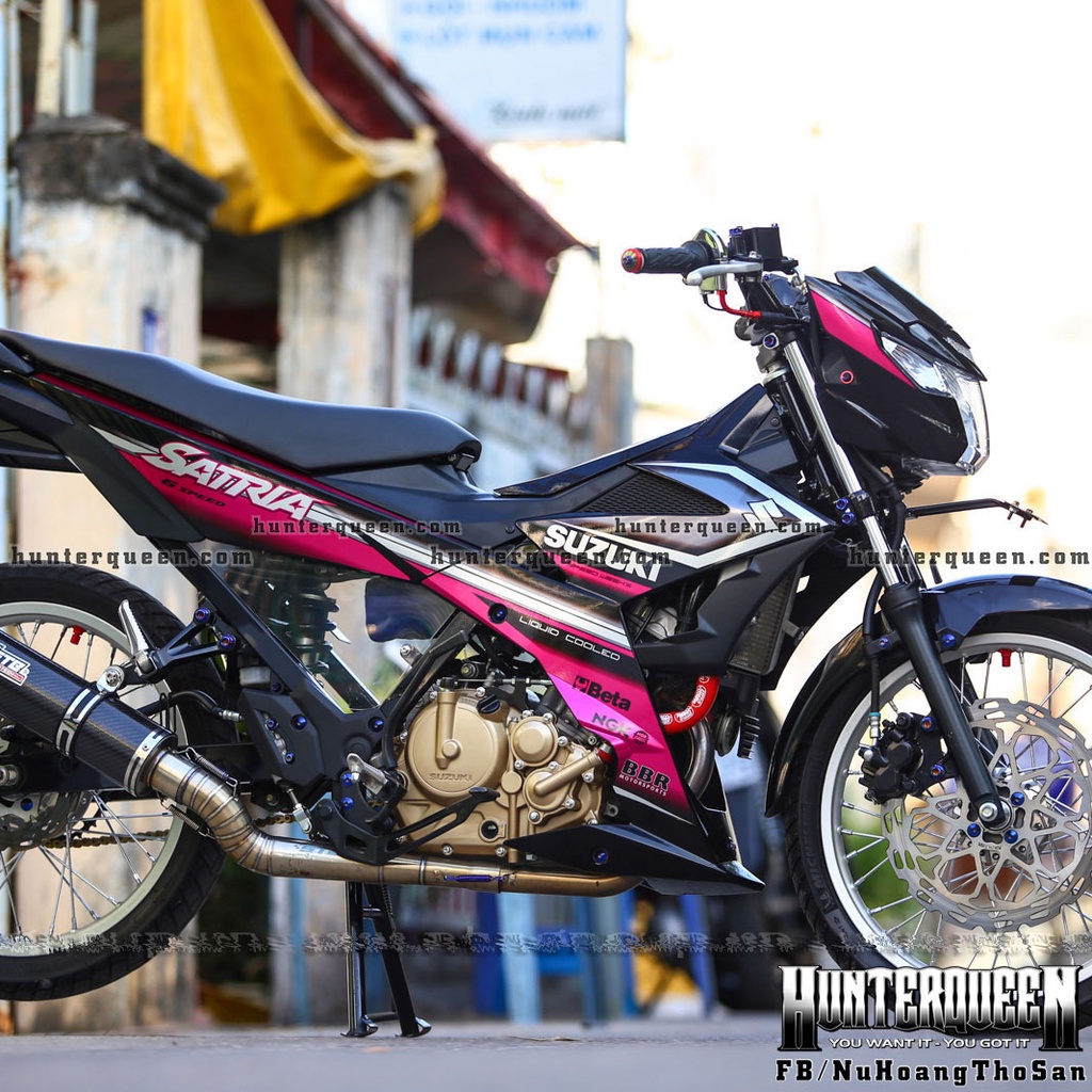 Tem rời cao cấp dán xe Raider. Phối màu hồng cá tính. Không bay màu bong tróc