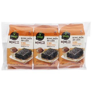 COMBO 3 LỐC (Lốc*3gói) - Rong biển ăn liền vị BBQ Bibigo gói 4g