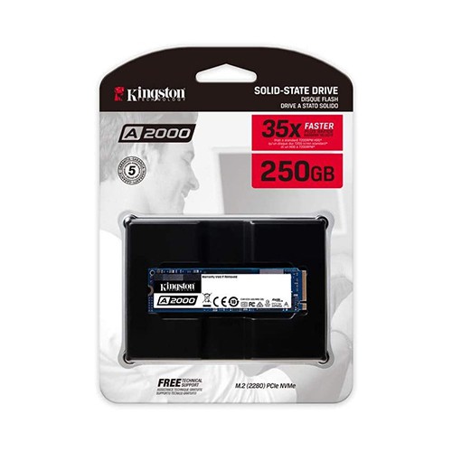 Ổ SSD Kingston SA2000M8 250Gb PCIe NVMe Gen3 M2.2280 (Đọc :2200MB/s/ghi: 1000MB/s, Chính hãng)