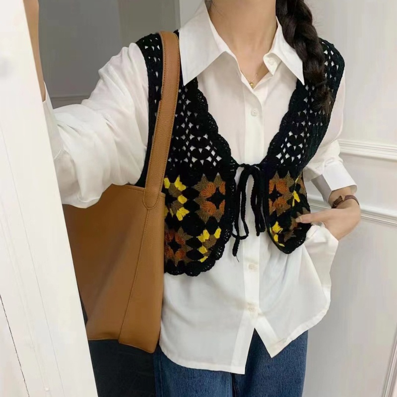 Áo Cardigan Dệt Kim Không Tay Họa Tiết Sọc Caro Thời Trang Dành Cho Nữ