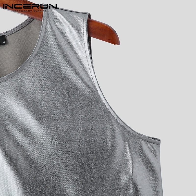 Áo thun ba lỗ INCERUN cổ tròn màu trơn thời trang cho nam