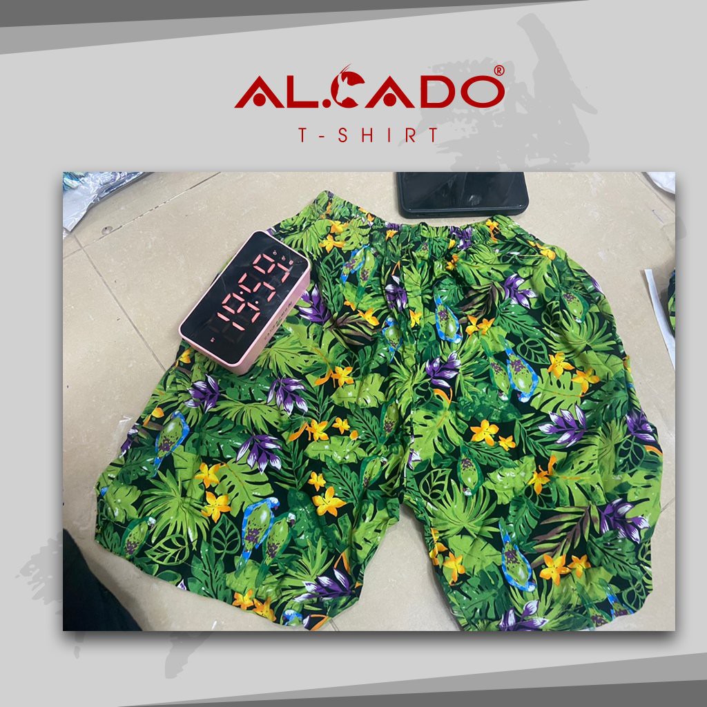 quần hoa quả đi biển nam trai cây họa tiết hoa lá phong cách tắm biển( chất thô cotton)