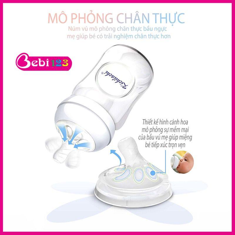Bình sữa Kichi Natural Cổ Rộng núm ty mô phỏng như ty mẹ cho bé