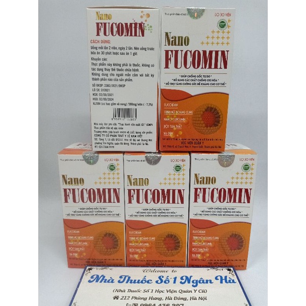 Nano FUCOMIN Học Viện Quân Y gồm Fucoidan, Nano Curcumin, Bột Tam Thất, Cao Xạ Đen Giúp Tăng Cường Sức Đề Kháng, U Bướu