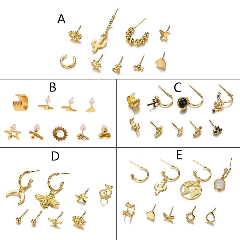 Bông Tai Hình Ong / Ngôi Sao / Mặt Trăng Nhỏ Xinh Thời Trang Punk