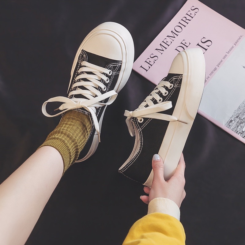 [LOẠI 1] Giày thể thao nữ mũi cao đế bằng vải canvas bata mới hot phong cách retro ulzzang đẹp cá tính [giày mũi cao]