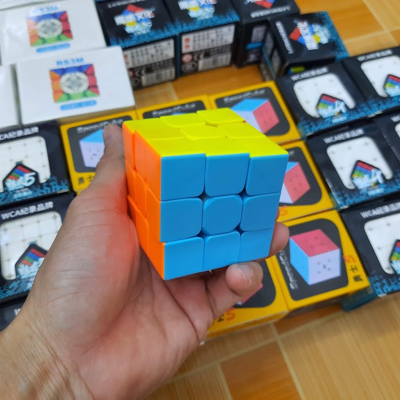 Đồ chơi Rubik 3x3 bằng nhựa QiYi Warrior S Stickerless Rubic 3 Tầng Không Viền