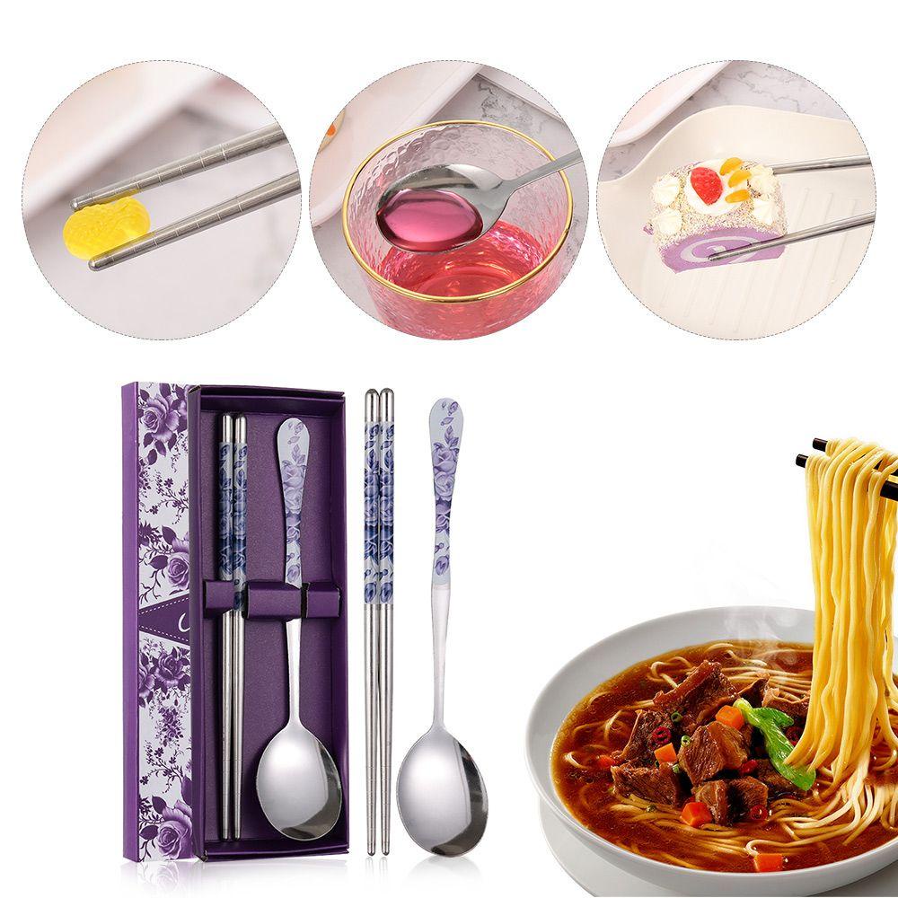 Set 2 Món Muỗng Đũa Họa Tiết Hoạt Hình Phong Cách Hàn Quốc