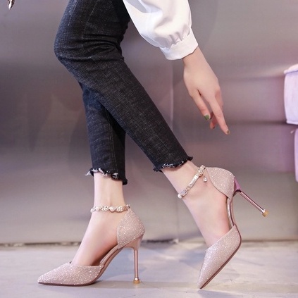 Giày cao gót kim sa đính đá lấp lánh nhiều màu sắc tùy chọn size lớn 33-41 thời trang dành cho nữ