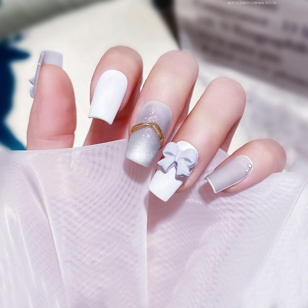 Phụ Kiện Trang Trí Móng Tay Hình Nơ Màu Sắc Cầu Vồng Xinh Xắn