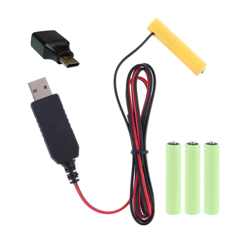 Dây cáp cấp nguồn USB/loại C hủy thay thế pin AAA 4 pin