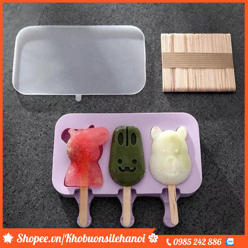 Khuôn Kem Khuôn Thạch Silicon Đa Năng_KÈM 100 QUE