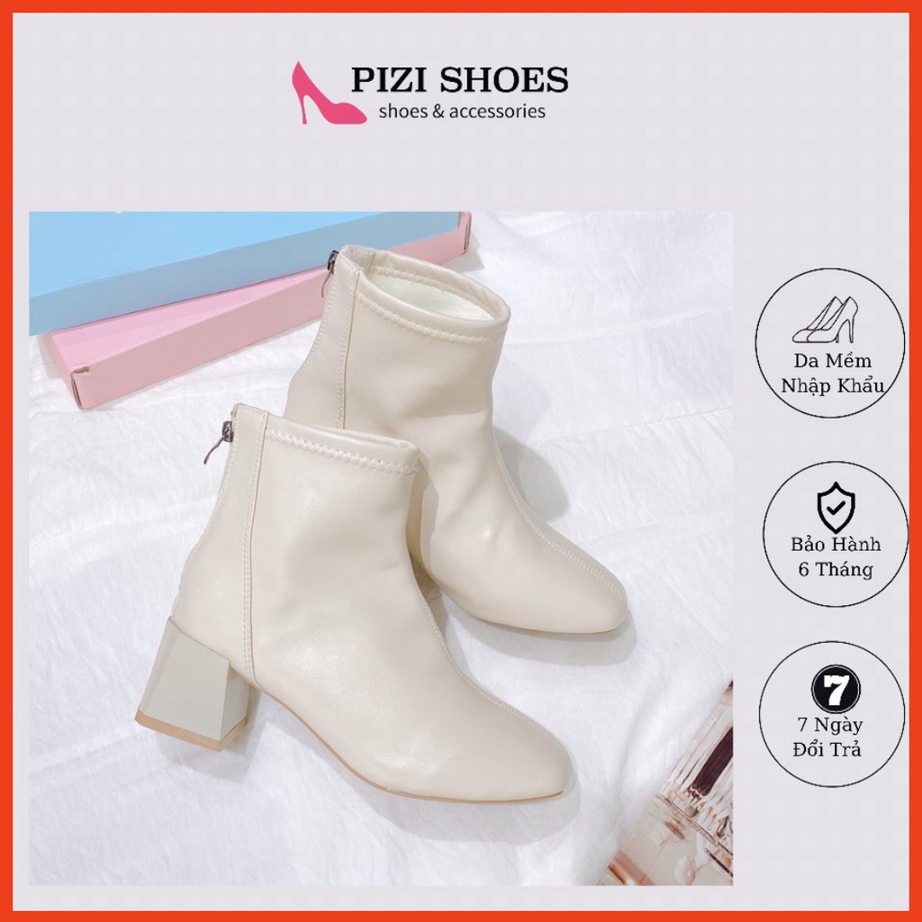 [Video quay thật] Boot Da Thật Lót Lông Siêu Êm Mềm Gót Vuông 5cm VIP22 Pizishoes