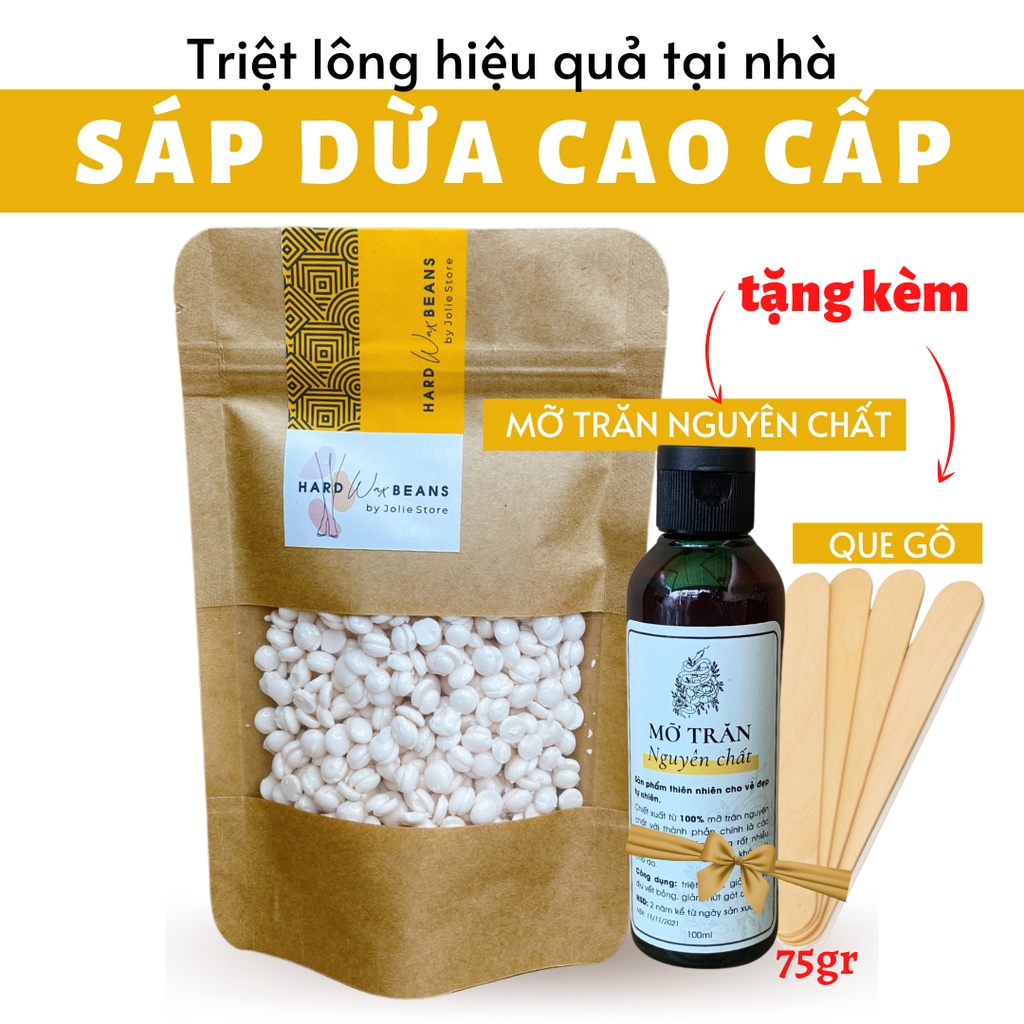 Combo triệt lông sáp wax nóng wax lông nhập khẩu tặng mỡ trăn nguyên chất triệt lông nách, tay, chân....