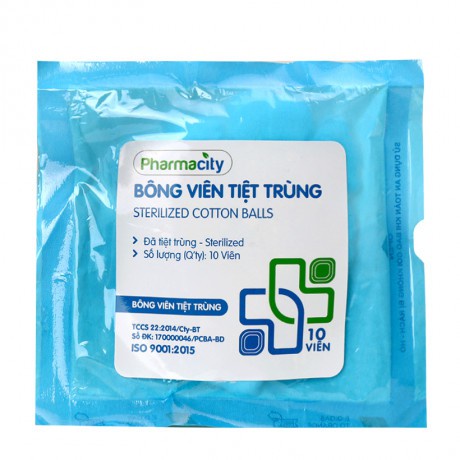 Bông viên tiệt trùng Pharmacity 2 x 2cm (10,20 viên/gói)