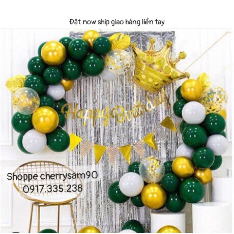 ❣️Bóng Set Phối Tone Vàng GoLD Vàng Trắng Cực Sang Bóng Siêu Nhũ Cao Cấp Đẹp Y Hình🎁Tặng Bơm Và Keo Dán Bóng🎁