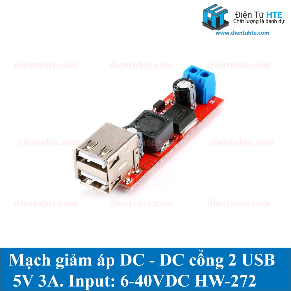 Mạch giảm áp DC-DC 5V 3A 2 cổng USB Sạc điện thoại HW-272 [HTE Quy Nhơn CN2]