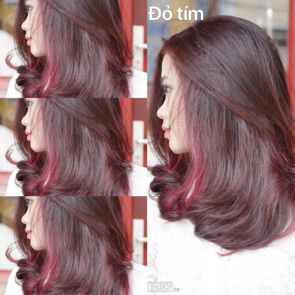 (Ảnh thật màu Đỏ tím) Thuốc nhuộm tóc chiết xuất thảo dược, hàng nhập khẩu, tặng oxy