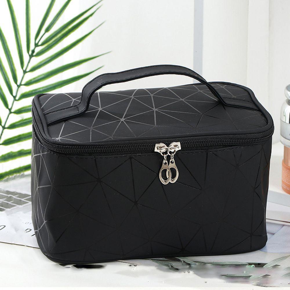 Túi Đựng Mỹ Phẩm BACK2LIFE Bằng Nylon Chống Thấm Nước Họa Tiết Kẻ Sọc Đơn Giản Sáng Tạo