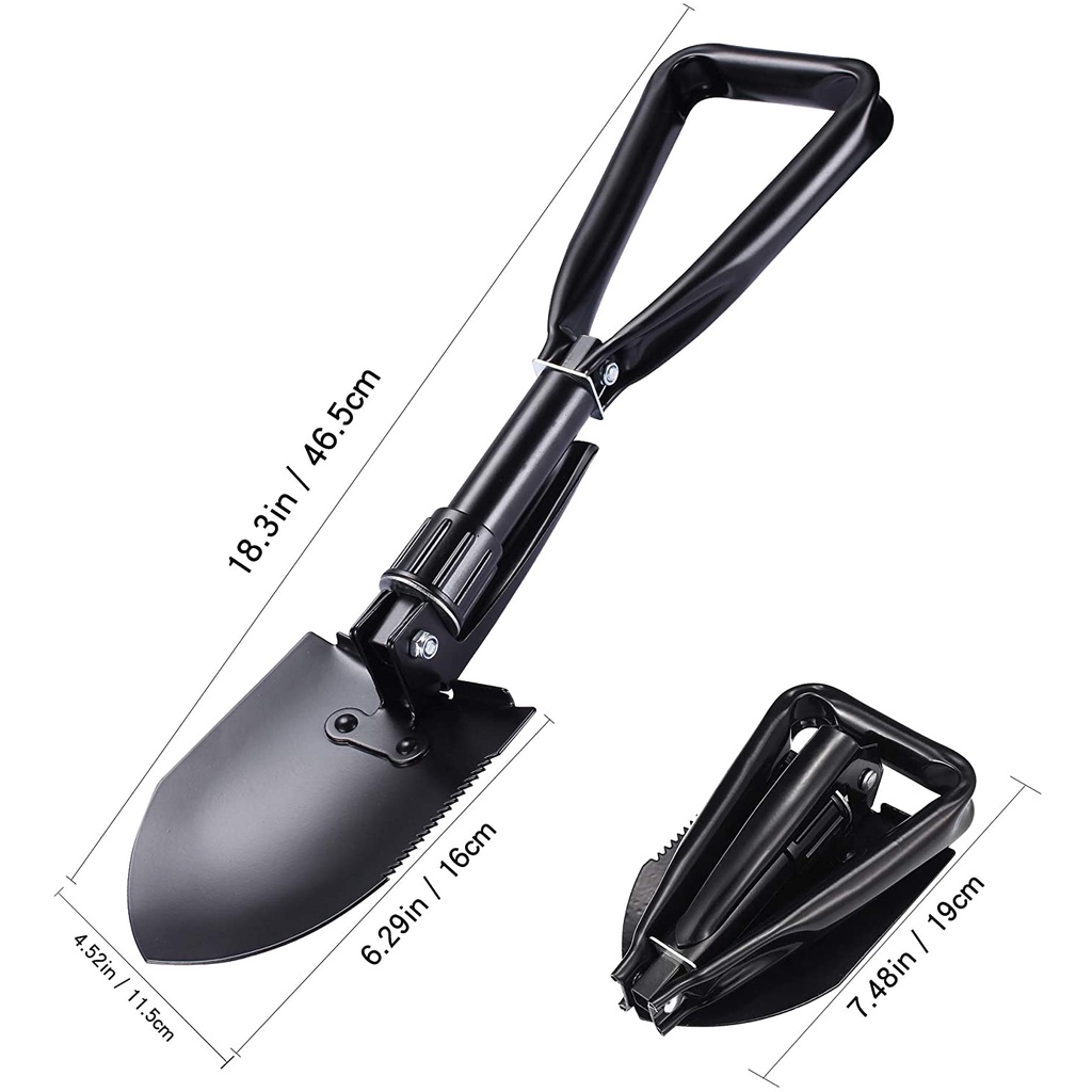 Bộ cuốc xẻng gấp gọn 47cm làm vườn, du lịch, đào giun câu cá đa năng