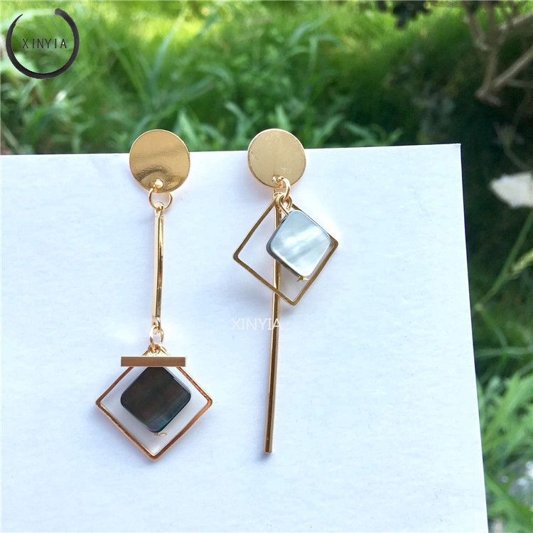 Korea Asymmetrical Geometric Tassel Simple Earrings