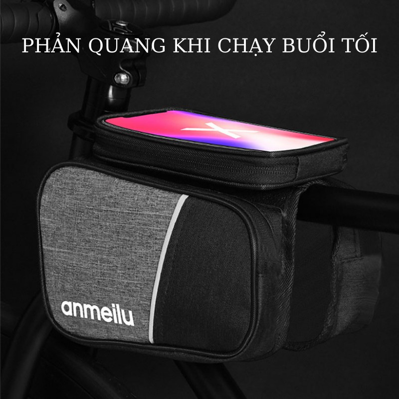 Túi treo sườn xe đạp,túi xe đạp cao cấp chống nước phản quang ANMEILU S7003