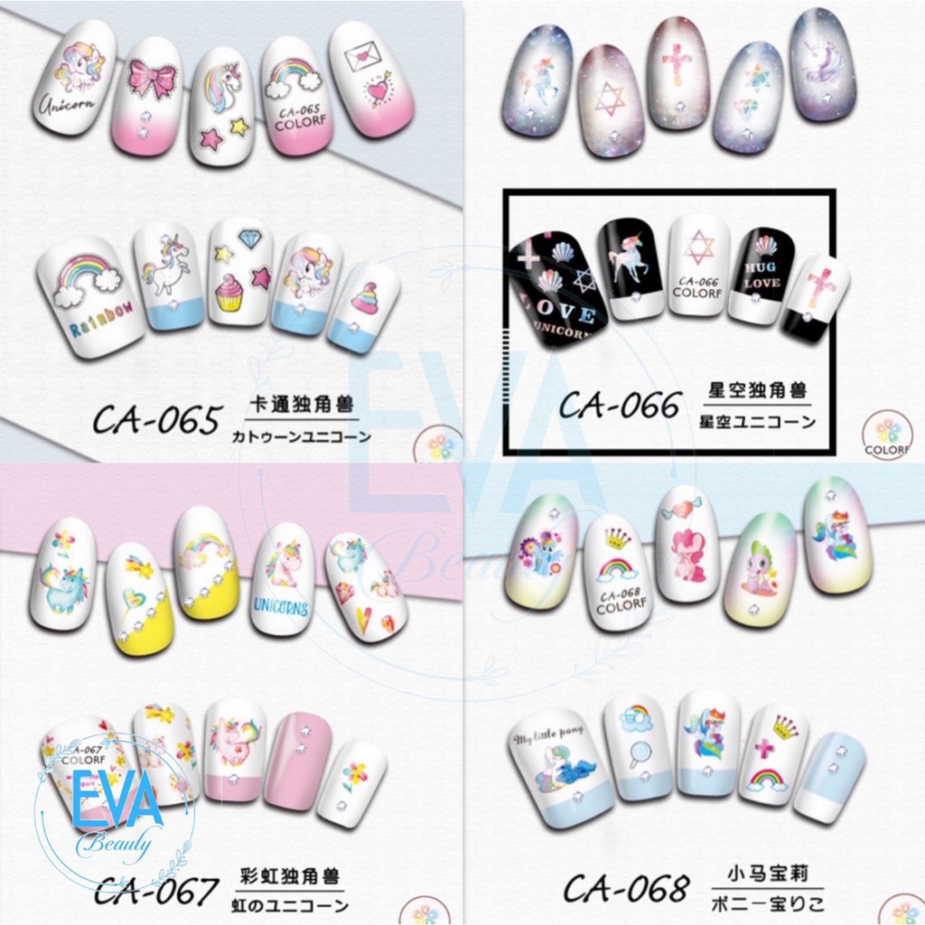 Decal Dán Móng Tay 3D Nail Sticker Tráng Trí Hoạ Tiết Ngựa Pony Thiên Thần CA065 - CA068