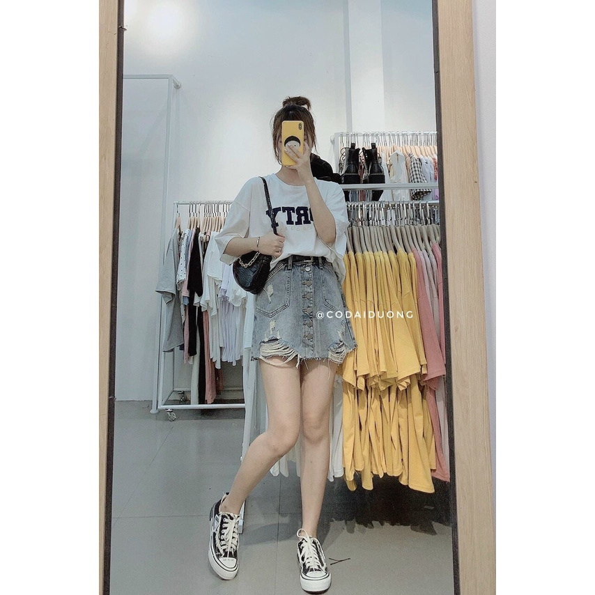 [SIÊU HOT] Chân Váy Bò 6 Rách Khuy - Chân Váy Jeans Dáng A Rách Gấu Hot Hit | BigBuy360 - bigbuy360.vn