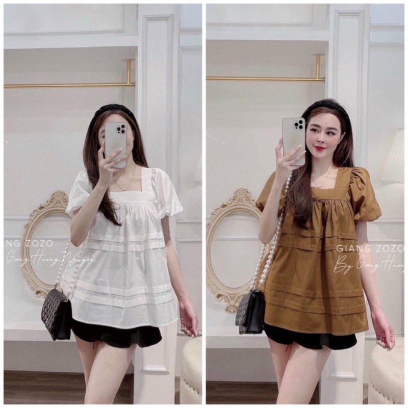 SET ÁO THÔ CỔ VUÔNG TAY BỒNG QUẦN SOOC BẢNG 3 MÀU CHO NỮ