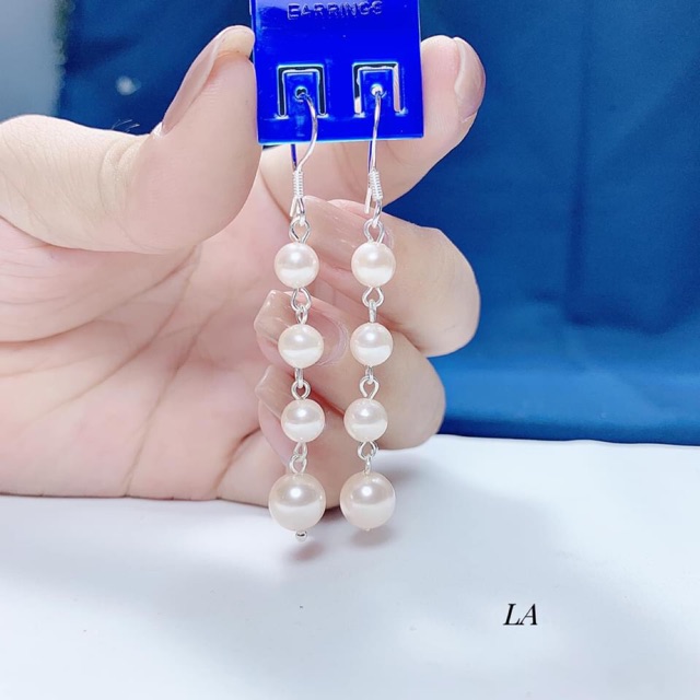 BÔNG TAI TRAI DÁNG DÀI CAO CẤP - CHẤT LIỆU BẠC TA VÀ TRAI NHÂN TẠO