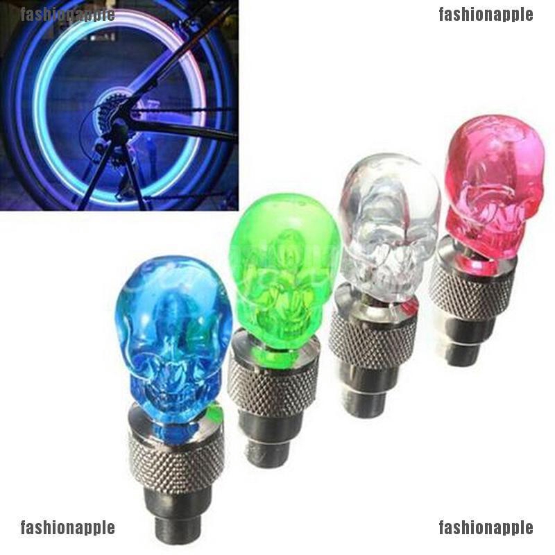 Set 2 bóng đèn LED hình đầu lâu gắn van bánh xe máy